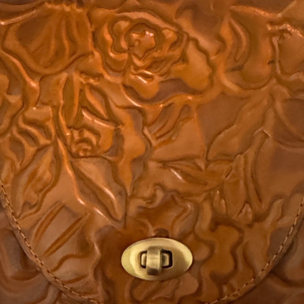 Embossed Leather Backpack - Tan - image 5